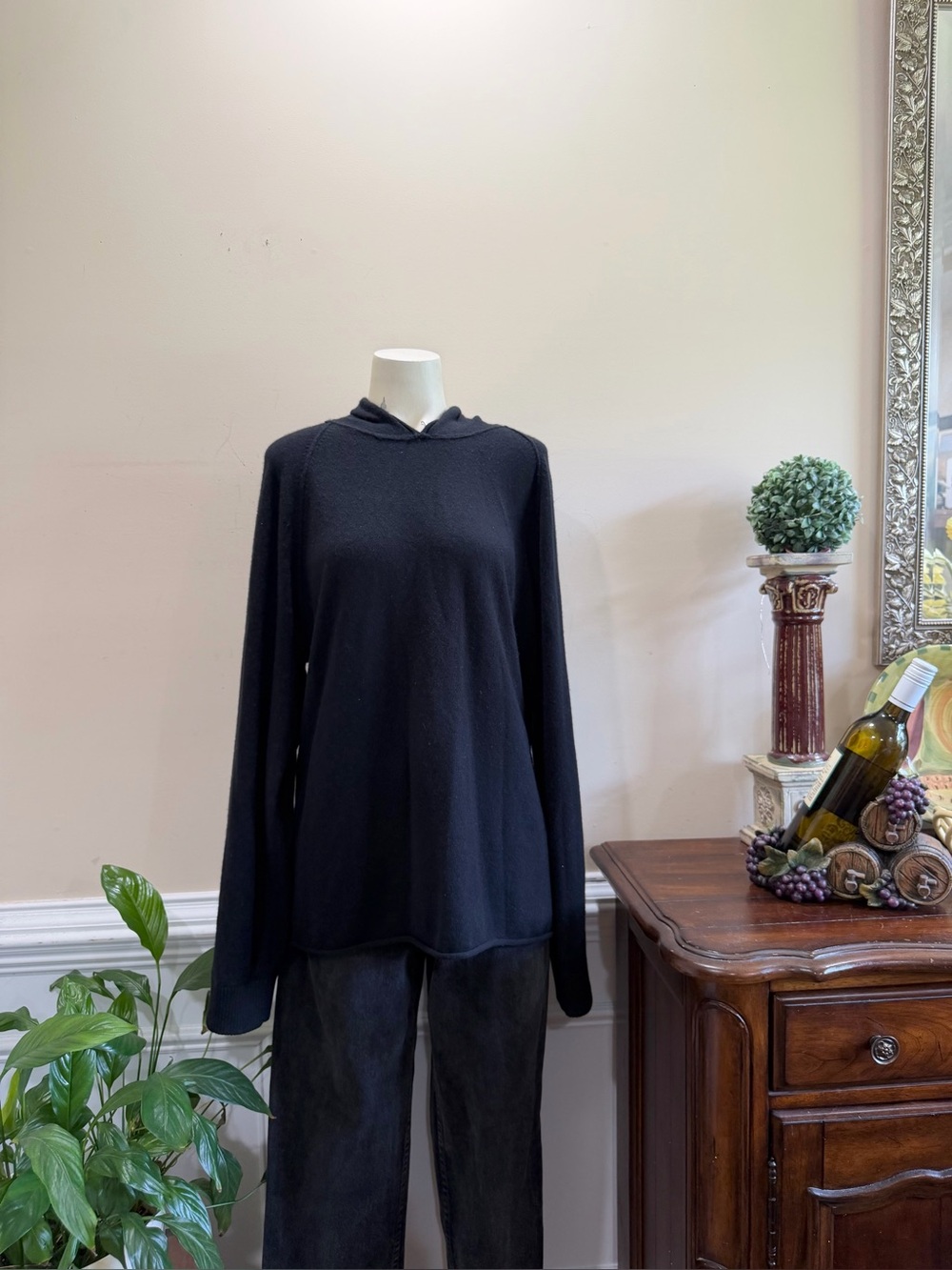 James Perse Black Women's Lightweight Hooded Sweater